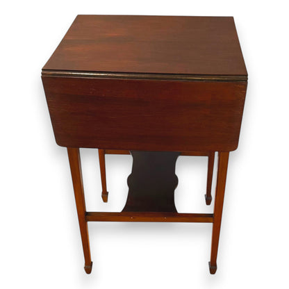 Antique Edwardian Mahogany Drop Leaf Side Table Occasional Table With Drawer