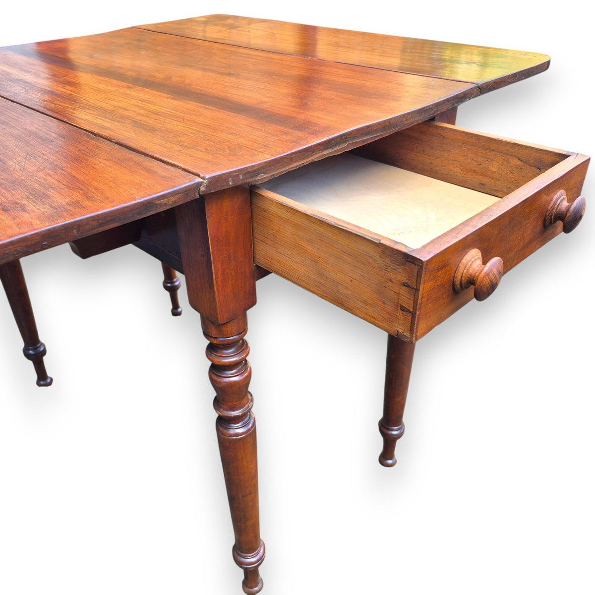 Antique Mahogany Drop Leaf Pembroke Table with Drawer – 19th Century