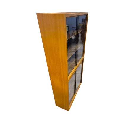 Vintage Mid-Century Teak Bookcase with Sliding Glass Doors