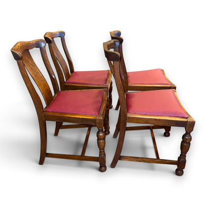 Set of Four Antique Oak Arts & Crafts Dining Chairs