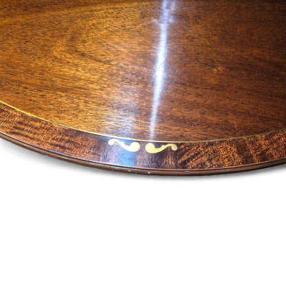 Antique Mahogany Extending Dining Table – Regency Pedestal, Twin Bases & Extension Leaf