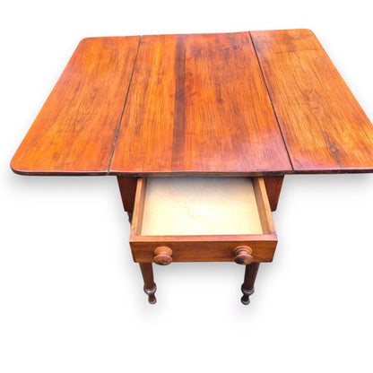 Antique Mahogany Drop Leaf Pembroke Table with Drawer – 19th Century