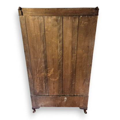 Art Deco Burr Walnut Triple Wardrobe with Original Bevelled Mirror – 1930s