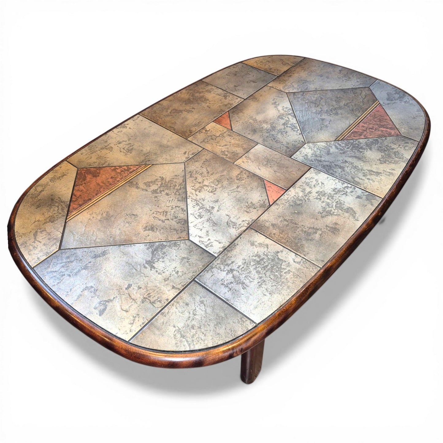Brutalist Slate & Copper Coffee Table in the Style of Paul Kingma, 1970s