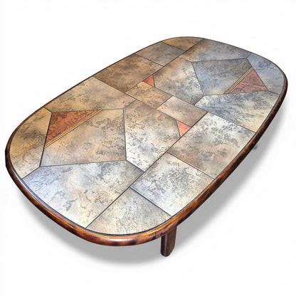Brutalist Slate & Copper Coffee Table in the Style of Paul Kingma, 1970s