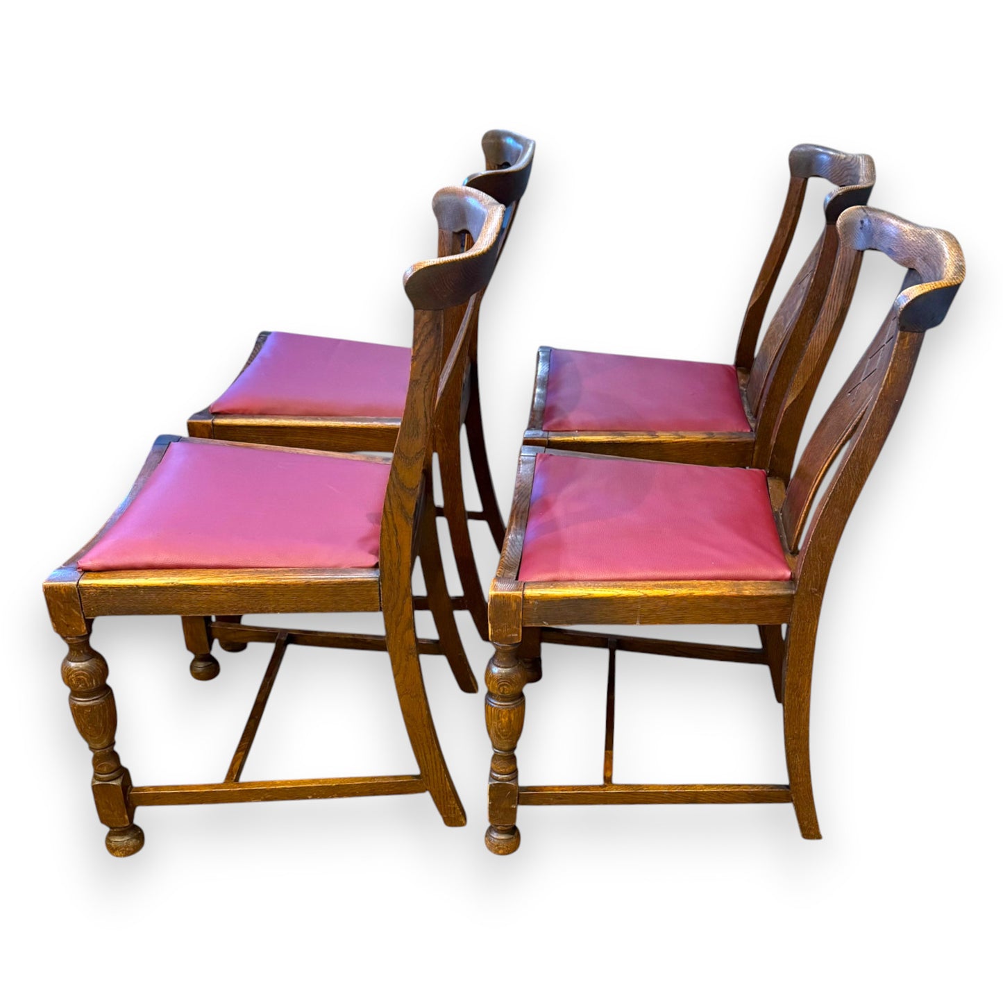Set of Four Antique Oak Arts & Crafts Dining Chairs