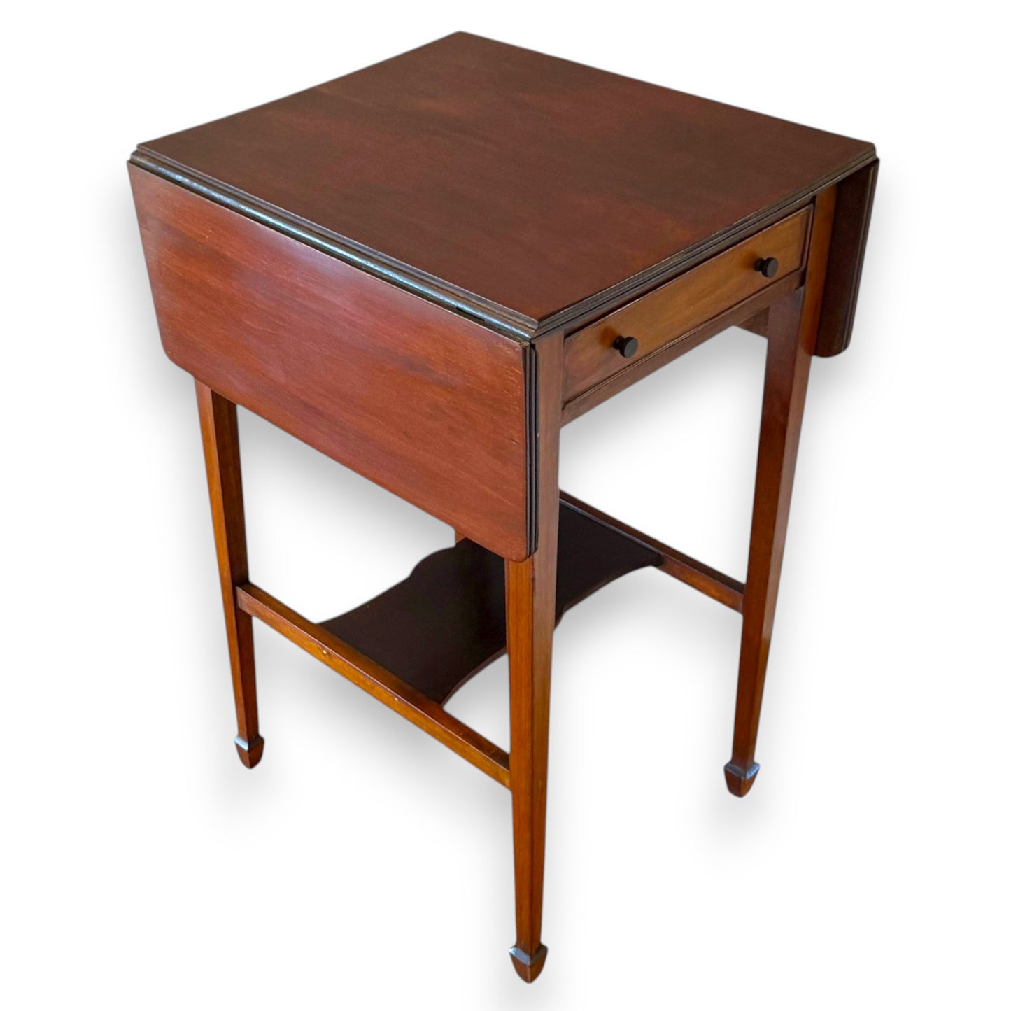 Antique Edwardian Mahogany Drop Leaf Side Table Occasional Table With Drawer