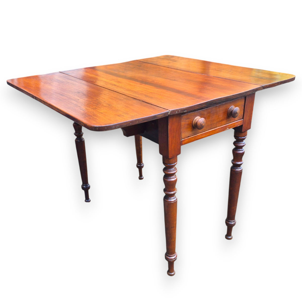Antique Mahogany Drop Leaf Pembroke Table with Drawer – 19th Century