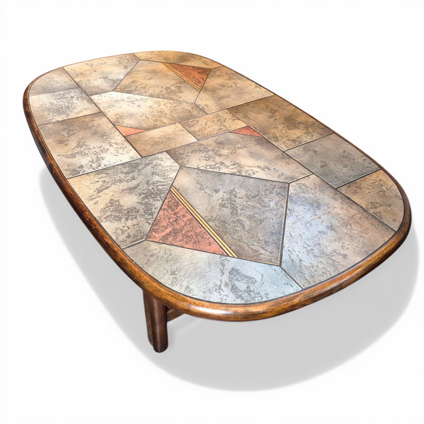 Brutalist Slate & Copper Coffee Table in the Style of Paul Kingma, 1970s
