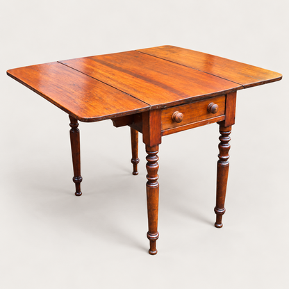 Antique Mahogany Drop Leaf Pembroke Table with Drawer – 19th Century
