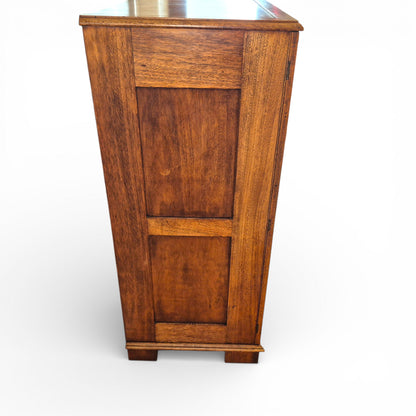 Antique Art Nouveau Gentleman’s Wardrobe | Mahogany Armoire with Floral Inlay | Compact Bedroom Wardrobe