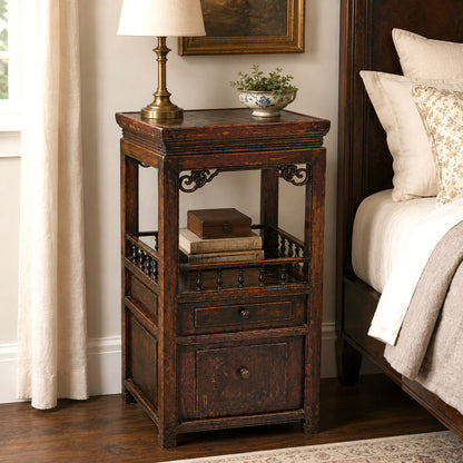 Antique Chinese Side Table Nightstand Cabinet