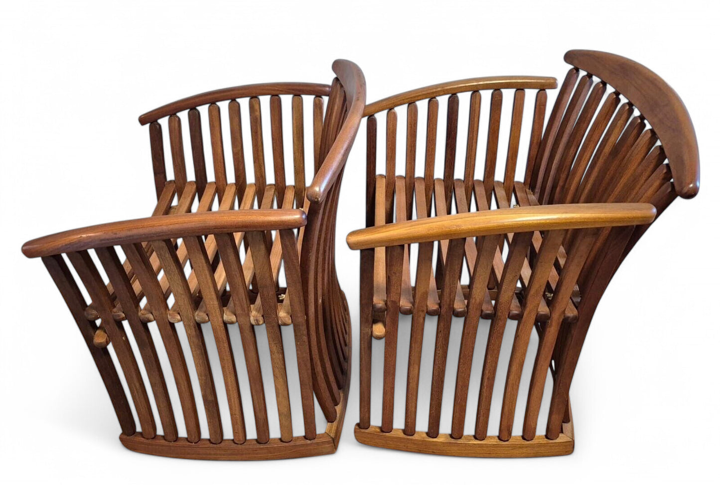 Side view of bentwood steamer armchair showing sculptural curved wood construction