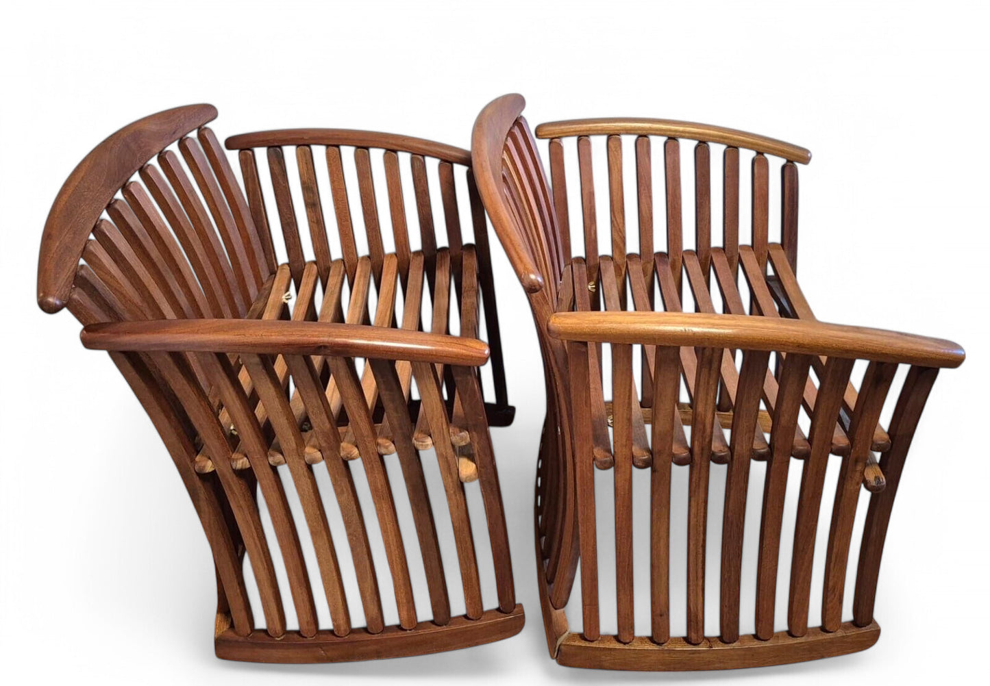 Side view of bentwood steamer armchair showing sculptural curved wood construction