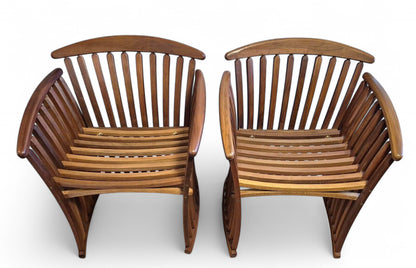 Matching pair of mid-century bentwood armchairs by Thomas Lamb
