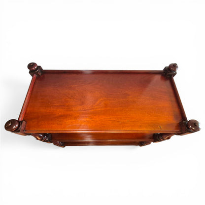 Antique Victorian Mahogany Dumb Waiter c1860 | 3 Tier Server Trolley with Brass & Porcelain Castors
