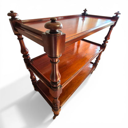 antique dumb waiter three tier shelving unit mahogany