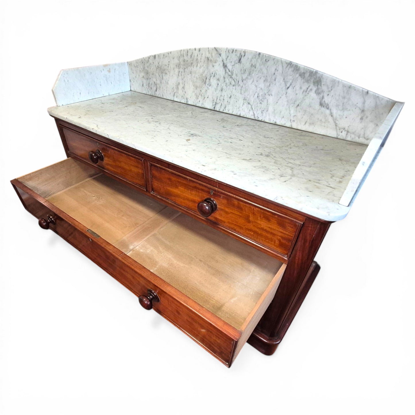 Antique Victorian Mahogany Marble Top Sideboard Chest | Kitchen Unit 138cm