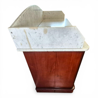 Antique Victorian Mahogany Marble Top Sideboard Chest | Kitchen Unit 138cm