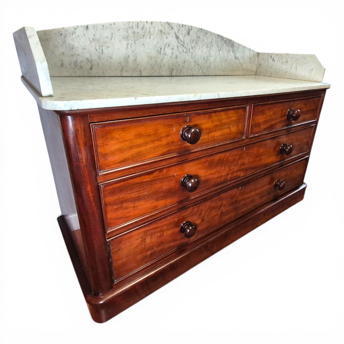 Antique Victorian Mahogany Marble Top Sideboard Chest | Kitchen Unit 138cm