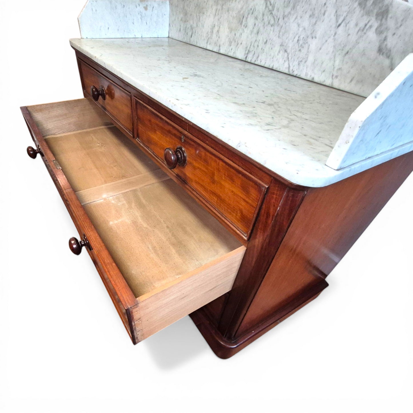 Antique Victorian Mahogany Marble Top Sideboard Chest | Kitchen Unit 138cm