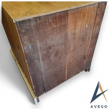 Back view of antique Victorian oak and poplar collectors chest – restored antique furniture