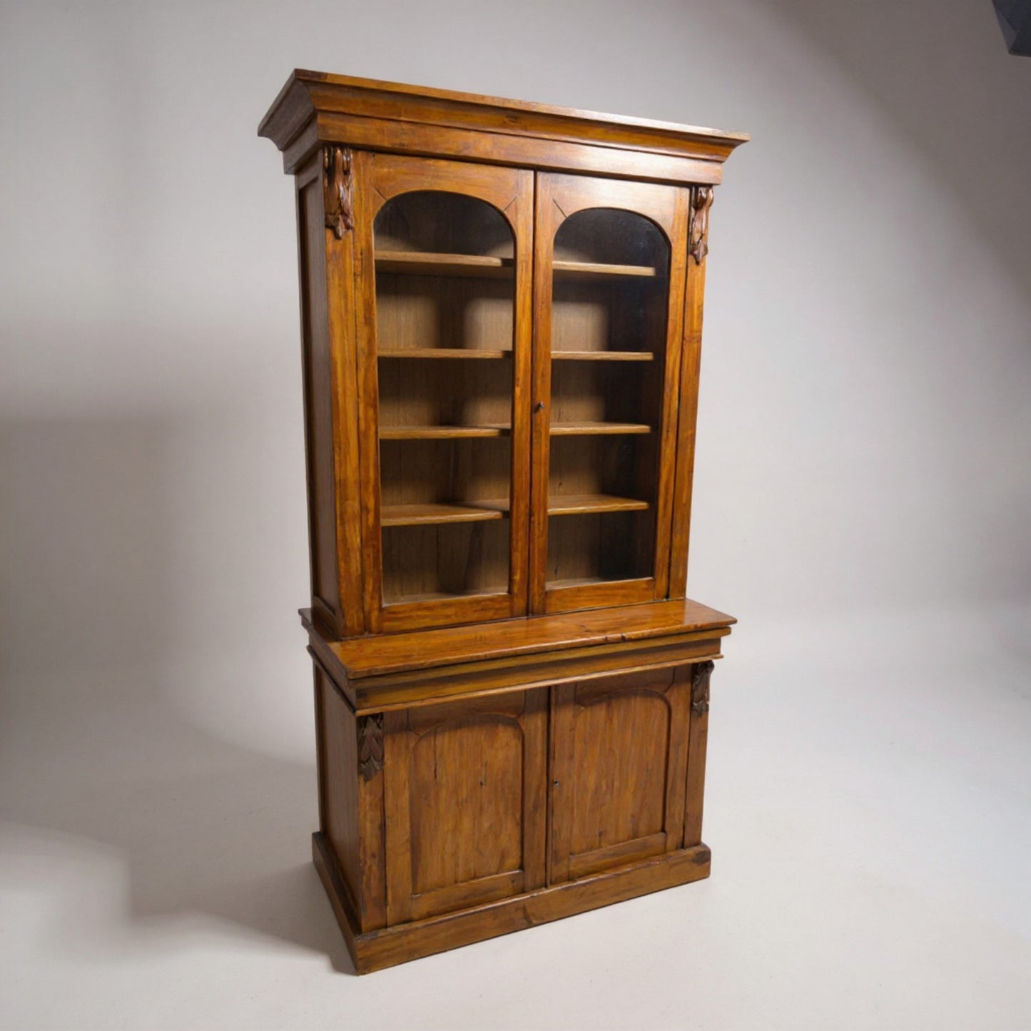 Victorian Mahogany Glazed Bookcase with Writing Slide