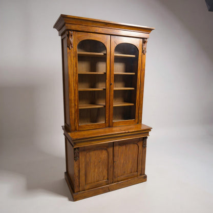 Victorian Mahogany Glazed Bookcase with Writing Slide