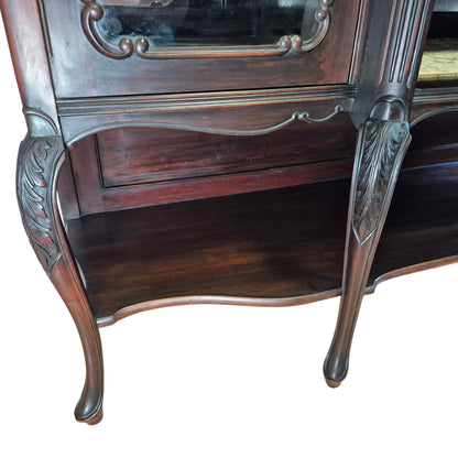 Antique Victorian Mahogany Glazed Bookcase Cabinet by W. Walker & Sons London
