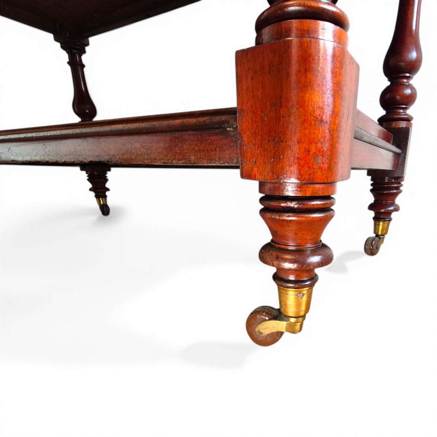 victorian mahogany serving trolley with brass porcelain castors
