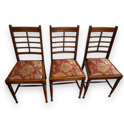 Set of 3 Victorian mahogany ladderback dining chairs – front view showing classic design