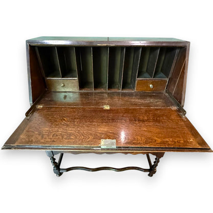 Antique Victorian Jacobean Revival Oak Bureau c.1890–1910