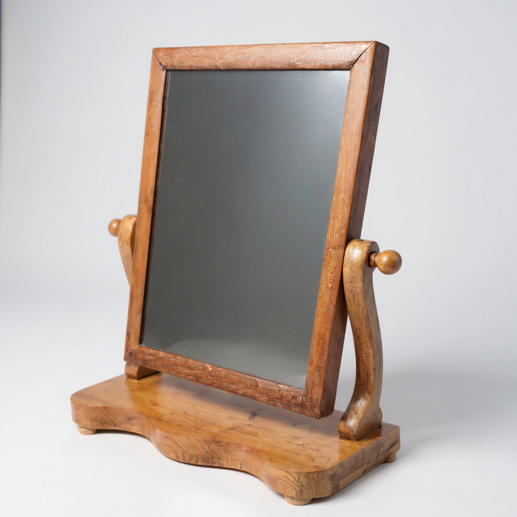 Victorian pine swing mirror with tilting frame on shaped base