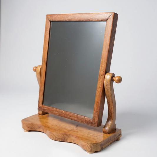 Victorian pine swing mirror with tilting frame on shaped base