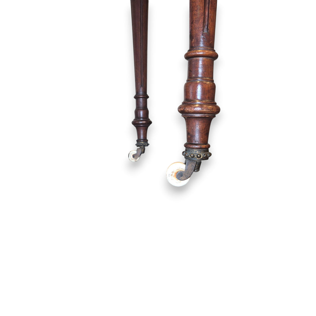 Victorian walnut desk legs with original-style castors