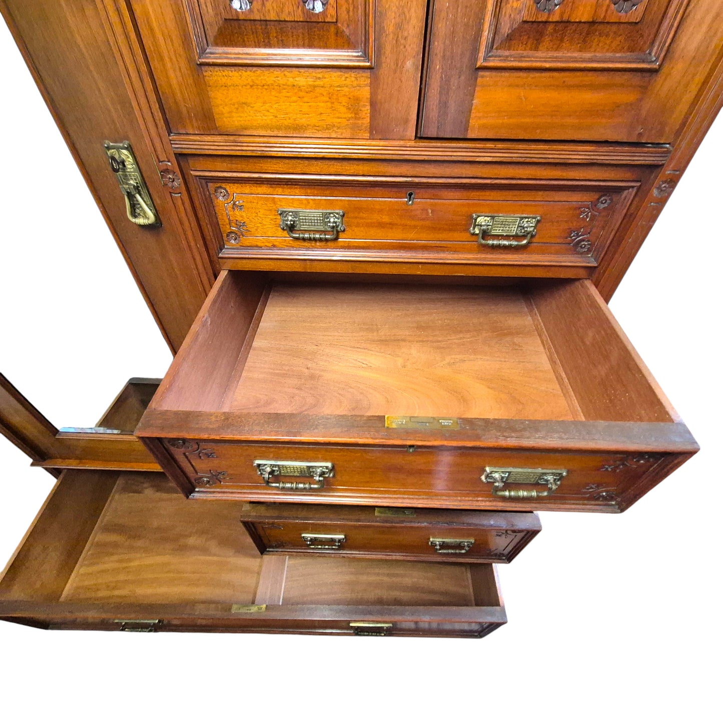 Antique Victorian Walnut Compactum Wardrobe Chifferobe Linen Press c1895