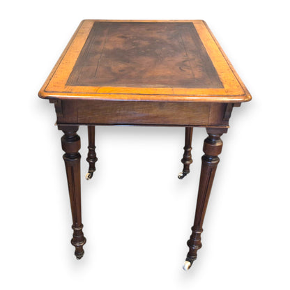 Antique Victorian Walnut Writing Table with Leather Top c.1860–1880