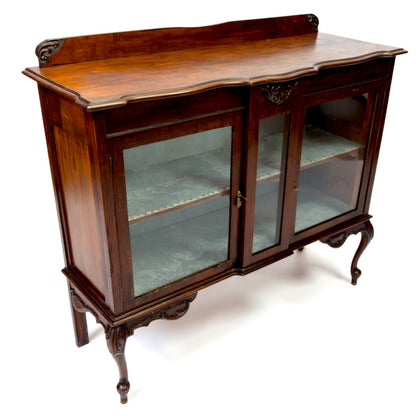 Mahogany Chippendale cabinet – angled view showing cabriole legs and carved detailing