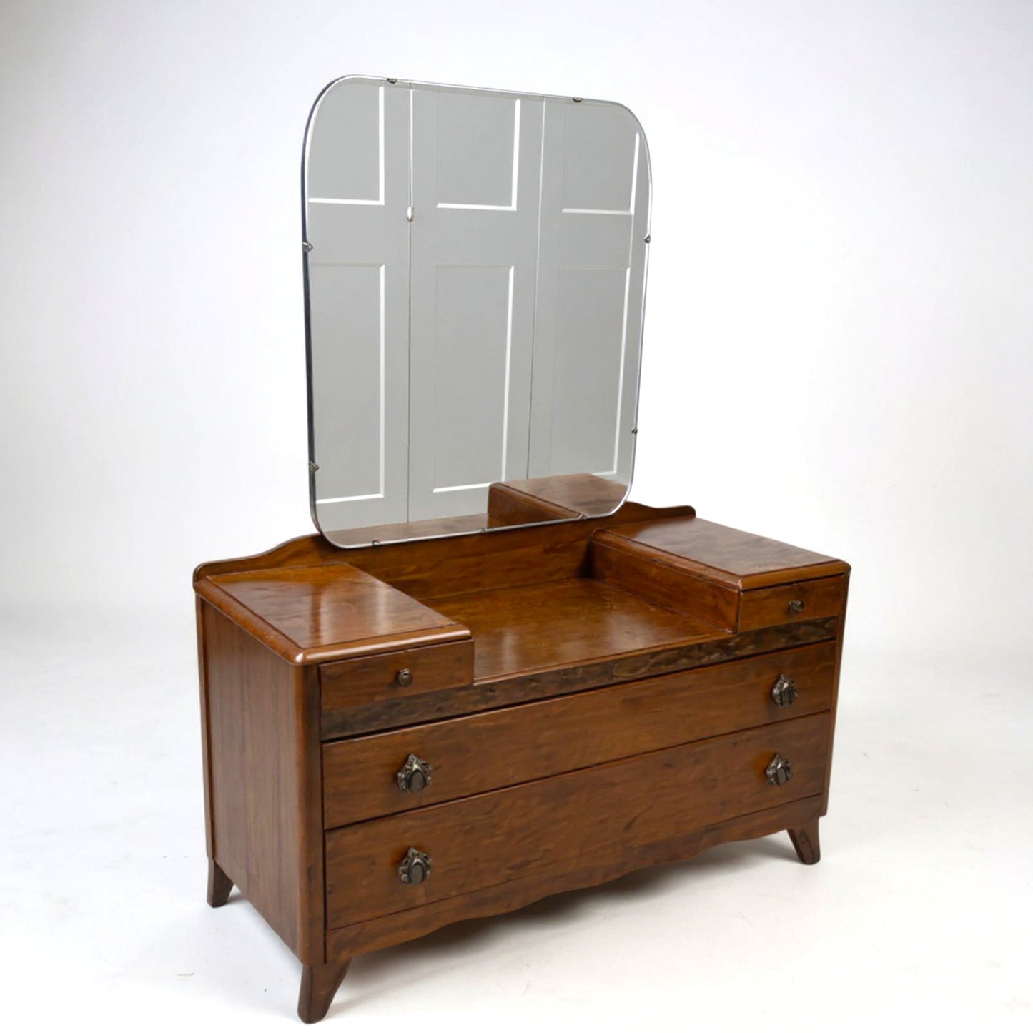 Vintage Harris Lebus oak dressing table with mirror mid-century design