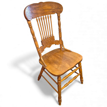 Vintage oak chairs with turned legs and rustic patina