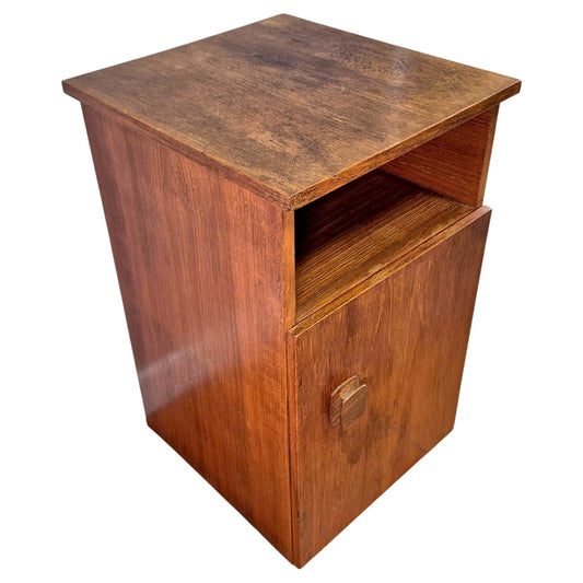 Mid-century teak side table – angled view highlighting clean lines and rich patina