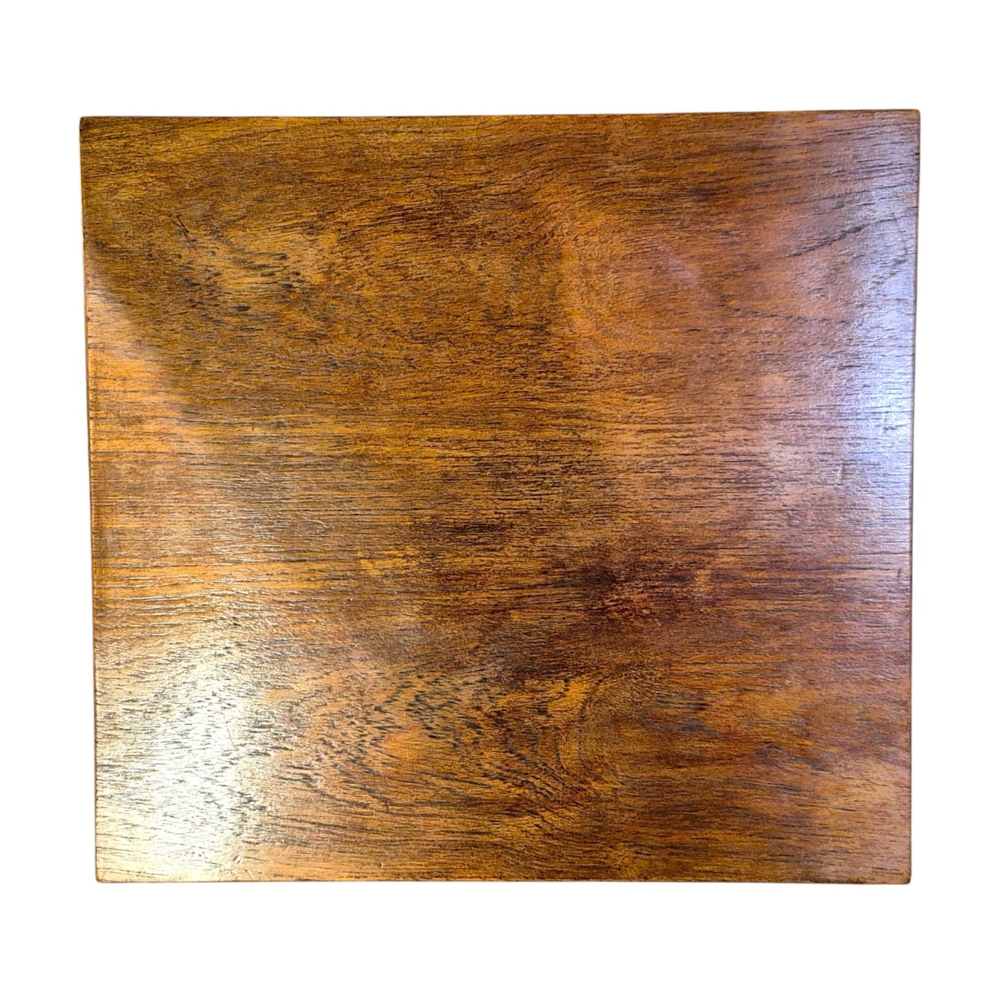 Teak bedside cabinet – top surface view showing warm finish and texture